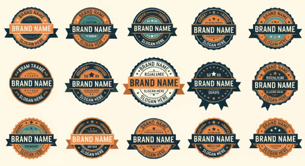 Obraz premium Collection of Vintage Brand Name Labels and Badges.