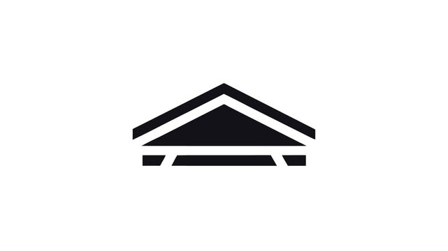 Minimalist dark shelter abstract vector illustration on dark backdrop