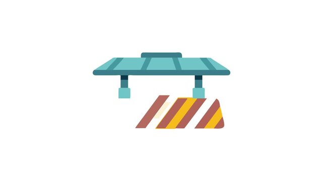 Road construction barrier with striped pattern and blue top
