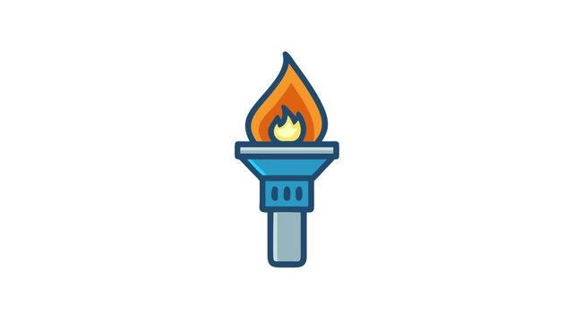 Stylized torch icon with flame on a White Background