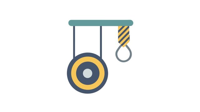 Pulley system flat vector icon on White Background