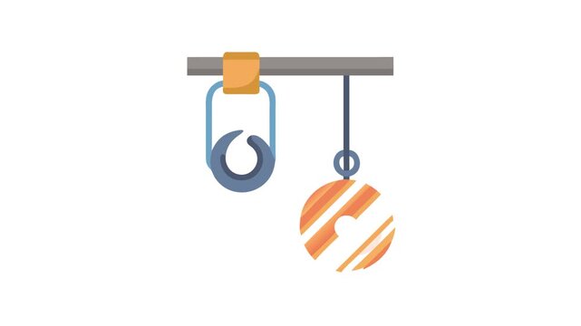 Vector illustration of industrial hoist with pulley and hook
