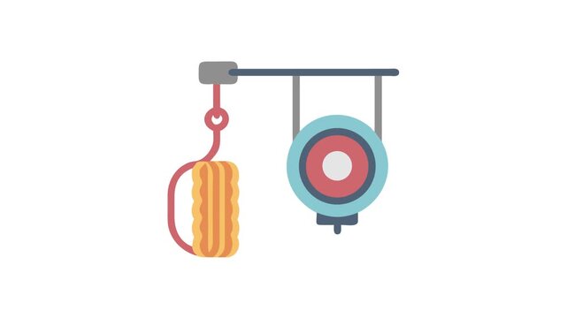 Flat vector icon of weight scale and coiled rope