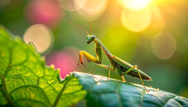 Praying mantis in sunlight