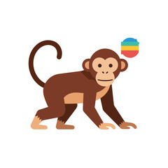 Obraz premium A colorful flat vector illustration of a playful monkey