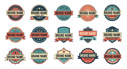 Obraz premium Collection of Vintage Brand Name Emblem Logos and Badges.
