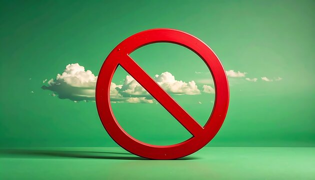 Prohibition symbol on green