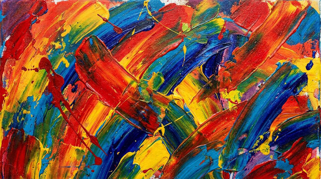 Vibrant abstract painting with colorful brushstrokes