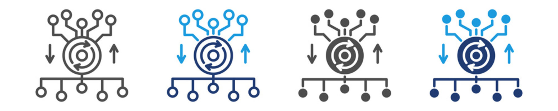 ai processing icon set multiple style