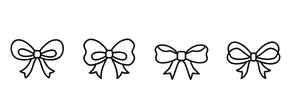 Decorative ribbon bow line icons set for gift box birthday present celebration holiday event surprise ornament & more vector illustration with editable stroke.
