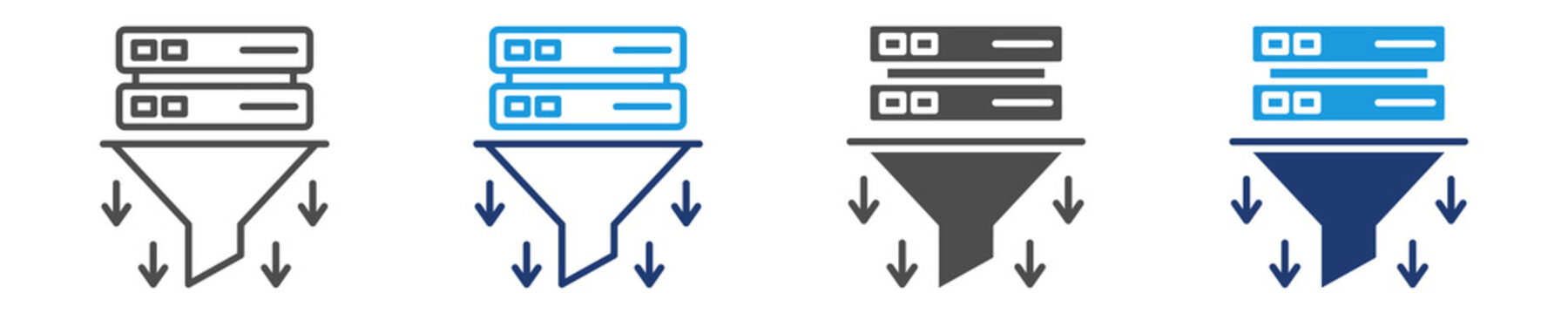 data filtering icon set multiple style