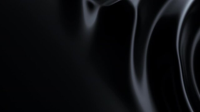 Abstract reflective ripples on black surface. Dark water waves. Satin crumples. Loop 3d render animation