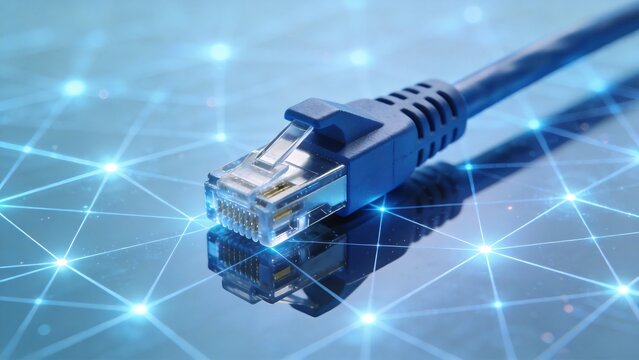 Closeup of an Ethernet cable connector