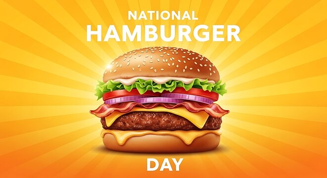 Celebrate national hamburger day delicious burger illustration for foodies grill masters