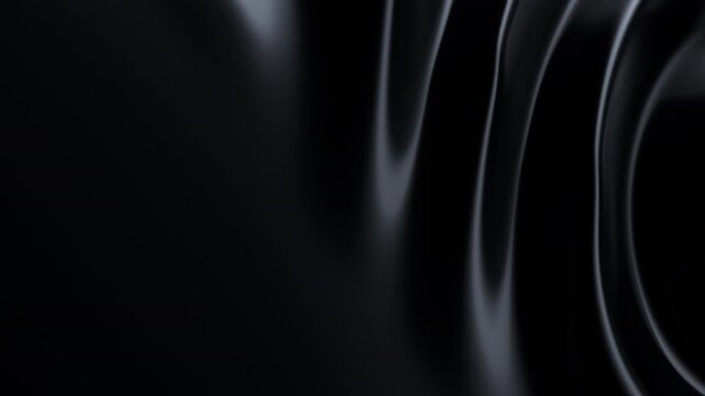 Abstract reflective ripples on black surface. Dark water waves. Satin crumples. Loop 3d render animation