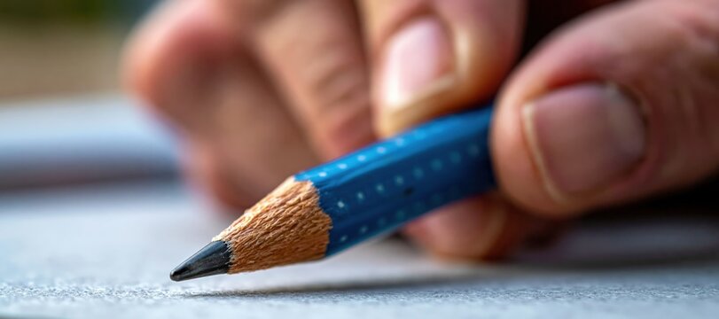 Hand tracing slow lines with pencil on blank journal page for mindfulness
