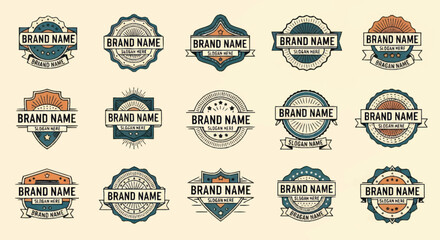 Obraz premium Collection of Vintage Brand Name Emblem Logos and Badges.