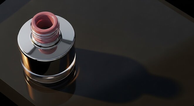 Close-up of a Shiny Metal Vape Atomizer Coil on a Dark Reflective Surface.
