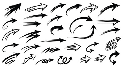 Fototapeta premium Arrows stylized black set vector illustration for directional emphasis