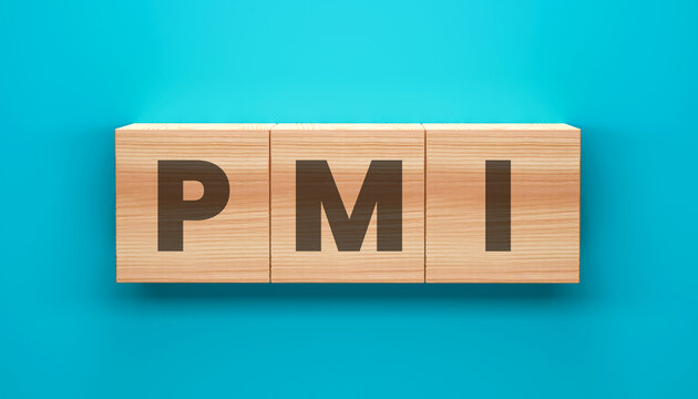 PMI on Cubes: The letters PMI are prominently displayed on wooden cubes against a minimalist blue backdrop. This visual emphasizes clarity and professionalism.