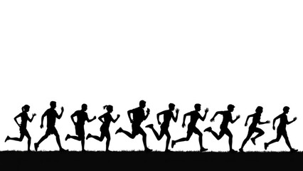 Obraz premium Black silhouette of kangaroos walking on flat ground vector illustration Vector