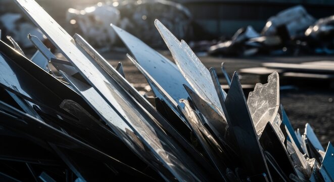 Abstract Shards of Shattered Glass Catching Light