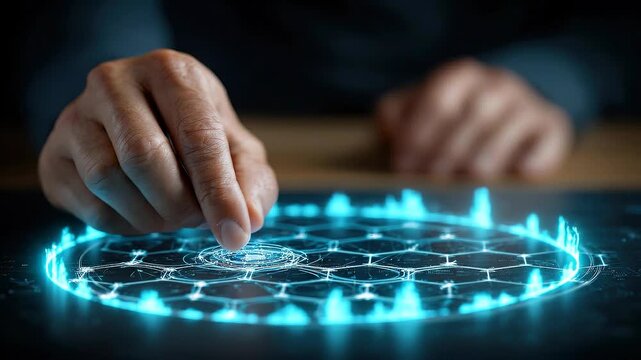 Seamless loop AI implementation network interface, futuristic corporate system activation concept.