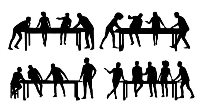 People sitting and standing in a relaxed pose isolated on transparent background, Vector