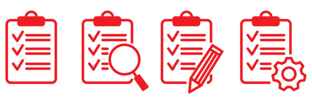 Clipboard check icon. Vector linear icons. Editable stroke vector illustration