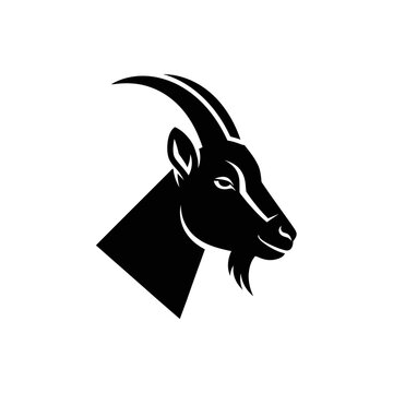 Silhouette of a majestic goat head, a symbol of strength and resilience.