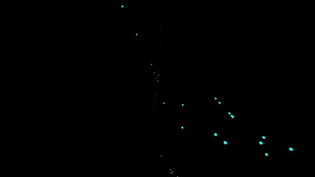 3D looping animation of a digital neural network with glowing Cyan data pulses moving through Multicolor connections. High-tech concept for artificial intelligence, machine learning, and big data