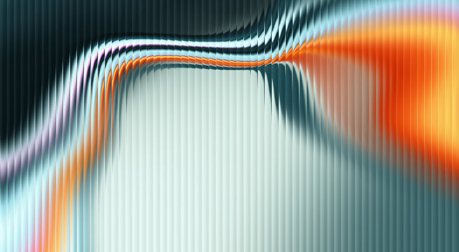 abstract glass fractal background with flowing lines and vibrant gradient waves in teal orange blue and white, modern futuristic pattern with dynamic distortion and smooth motion effect