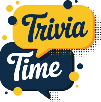 Fun trivia time text sign with speech bubbles and colorful dots for quiz night entertainment