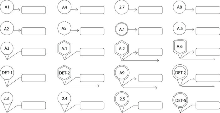 Technical Callout Box Collection for Architectural Blueprint Design and Engineering Plan Annotations