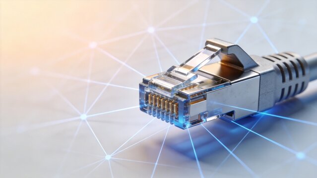 Closeup of an Ethernet cable connector