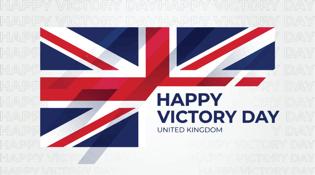 Union jack flag happy victory day united kingdom celebration graphic