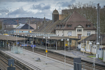 Obraz premium Bahnhof, Durchlach-Karlsruhe, Baden-Württemberg, Deutschland