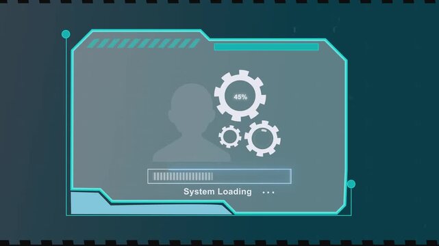 Futuristic HUD display with gears. Futuristic HUD display loading. Futuristic HUD display for high tech systems and digital monitoring.