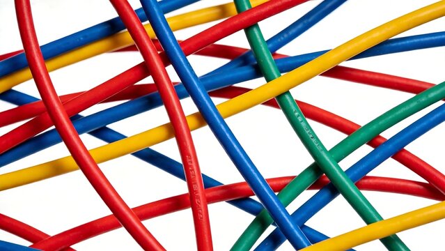 Colorful tangled electrical wires