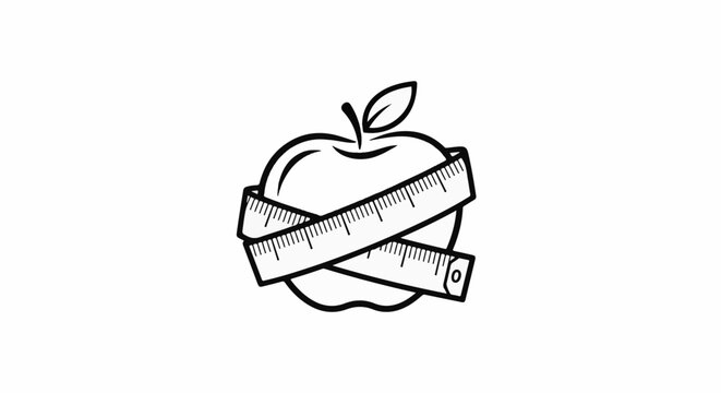 Apple with a measuring tape wrapped around it