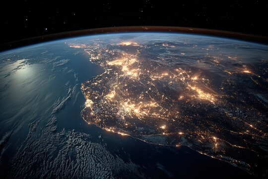 Nighttime Earth from Space: Illuminated Coastal Cities