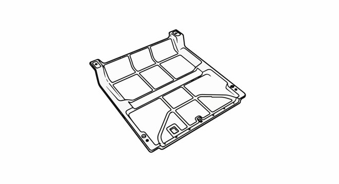 Black and white line drawing of an automotive undertray