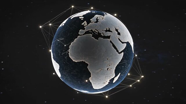 Earth network connection with a technologically advanced rotating background