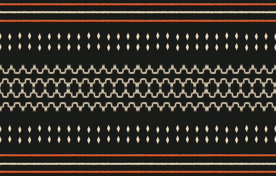 ethnic ikat seamless pattern. hand drawn craftsmanship embroidery bohemian, abstract square geographic art fabric ikat textile material design for curtain, carpet, wallpaper, clothing, Batik.