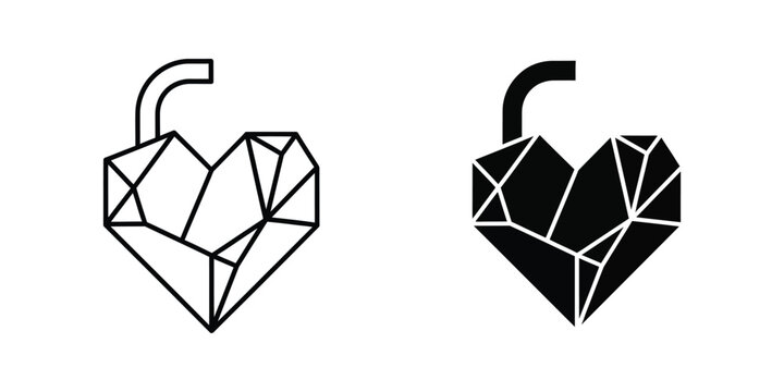 Geometric heart padlocks symbolizing love and security in contrasting styles