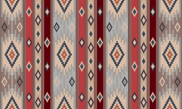 Seamless Aztec Tribal Pattern Geometric Southwestern Boho Rug Textile Wallpaper Background