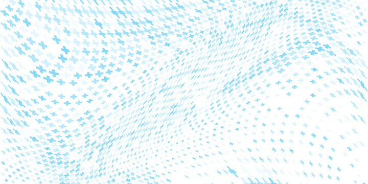 Healthcare medical background. Light blue cross pattern. Math plus symbol wallpaper. Tech backdrop for presentation, banner, booklet, brochure, leaflet. Vector hospital pattern template