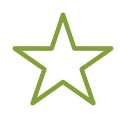 Obraz premium Minimalist green star outline vector illustration, simple five-pointed star icon, modern graphic element for rating and review systems, quality indicators