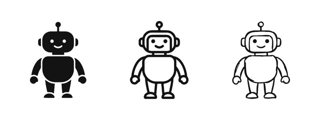 Obraz premium Cute Robot AI Technology Character Icons Set