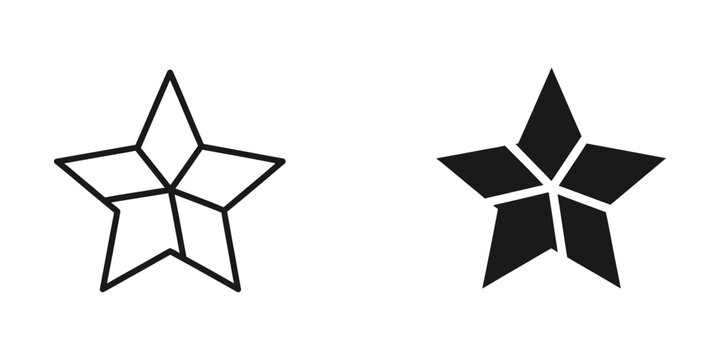 Comparison of a line-drawn star polygon and a filled geometric star shape with contrasting colors